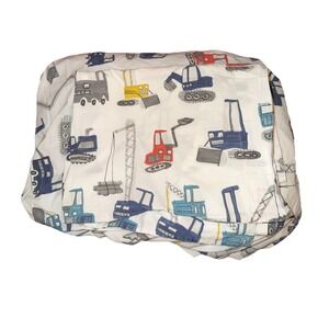 Pottery Barn Kids Jax Construction Trucks 100% Organic Cotton Sheet Queen Set /3